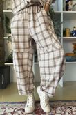 Patrick Plaid Brushed Cotton Barrel Pant Mocha Blush
